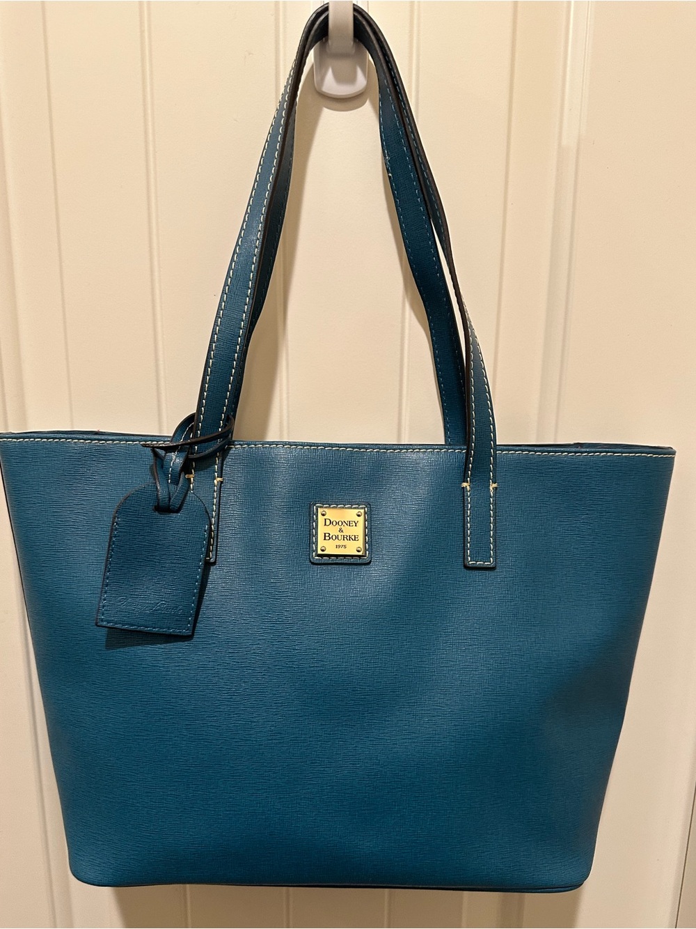 EUC Dooney & Bourke Teal Saffiano Leather Charleston Tote